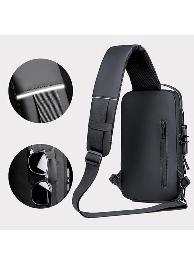 شنطة كتف كروس رفيعة من البوليستر المقاوم للماء للجنسين ، شنطة كتف للرجال أو تستخدم كشنطة ظهر صغيرة أو شنطة يد للسفر والترفيه، شنطة صدر بغطاء صلب مضاد للسرقة - Image 2